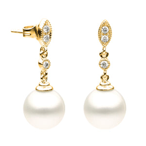 14KY Freshwater Pearl Diamond Earrings