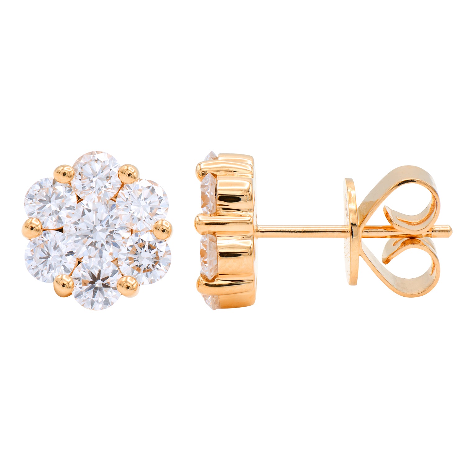 18KR Diamond Flower Studs