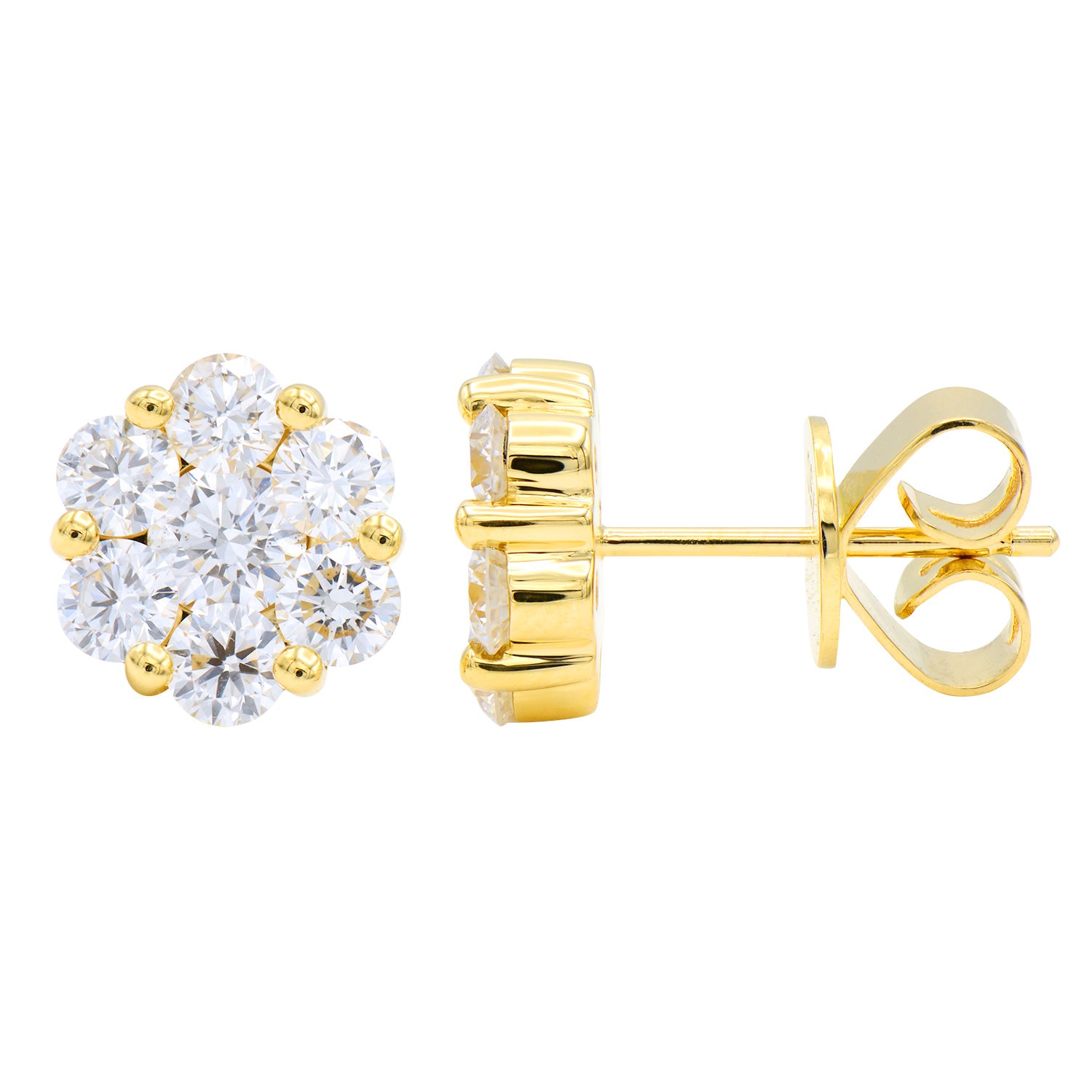 18KY Diamond Flower Studs