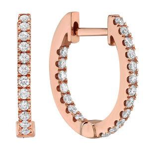 18R Rose Gold Diamond Hoop Earrings