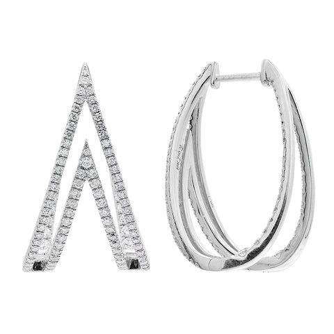 18KW Modern Symmetrical Diamond Drop Earring