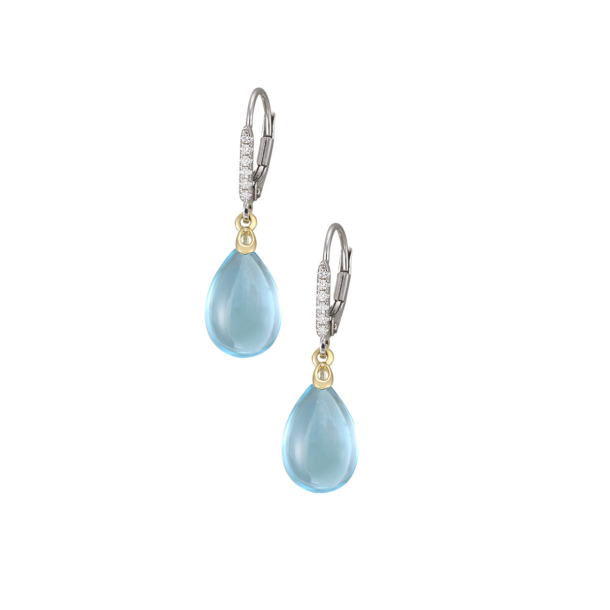 14K Blue Topaz & Diamond Dangle Earrings