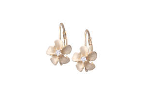 14K Plumeria Leverback Earrings 11mm