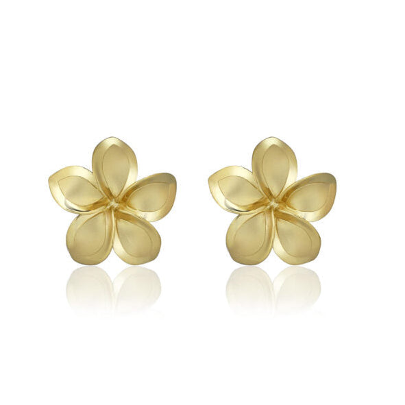 14KY 15mm Plumeria Studs