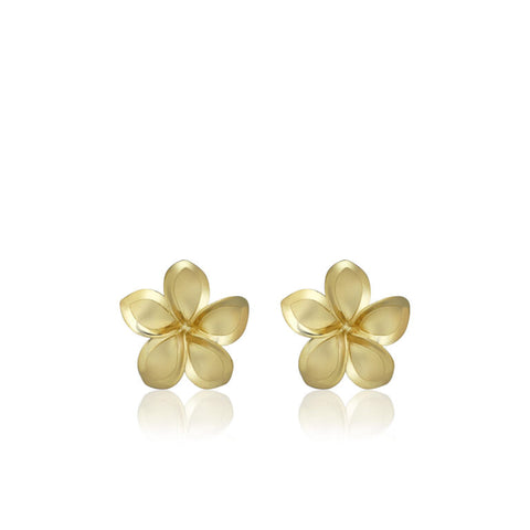 14KY 13mm Plumeria Studs