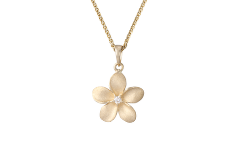 14K YG Plumeria Pendant 11mm