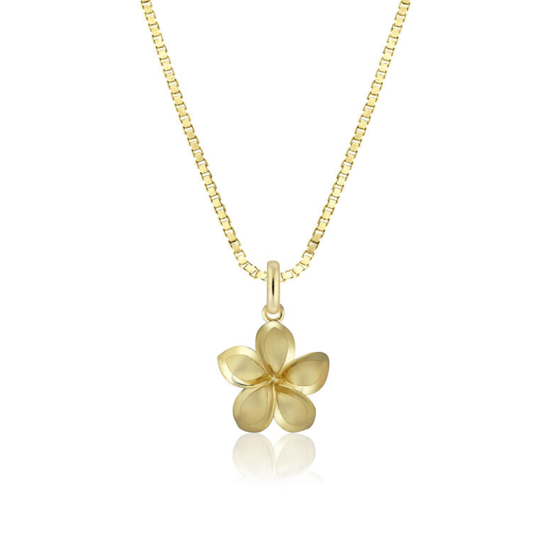 14KY 11mm Plumeria Pendant