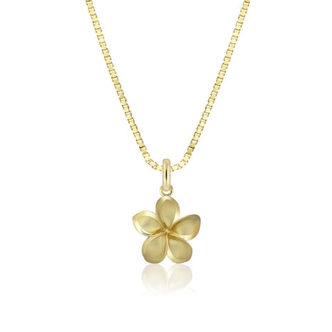 14KY 11mm Plumeria Pendant