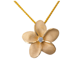 14KY Diamond Plumeria Slide Pendant (20mm)