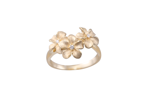 14KY Triple Plumeria Ring