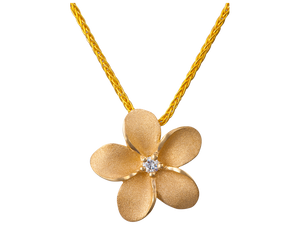 14KY Plumeria Flower Diamond Pendant 11mm