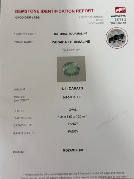 18KW Paraiba Tourmaline Oval Ring