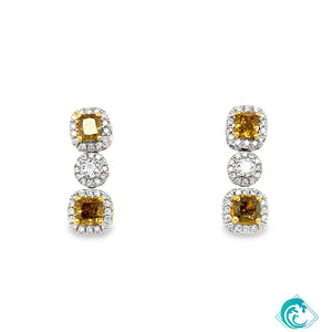 18KW Fancy Yellow Diamond Drop Earrings