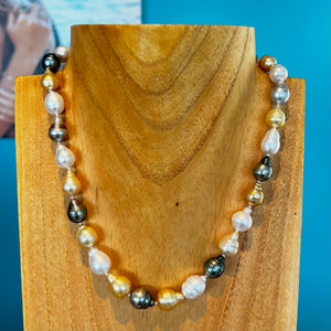 14KY Multi-Colored South Sea Pearl Strand