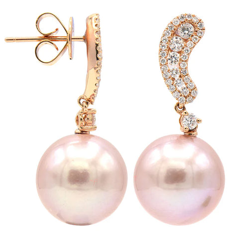 18KR Pink Pearl& Diamond Lana Earrings