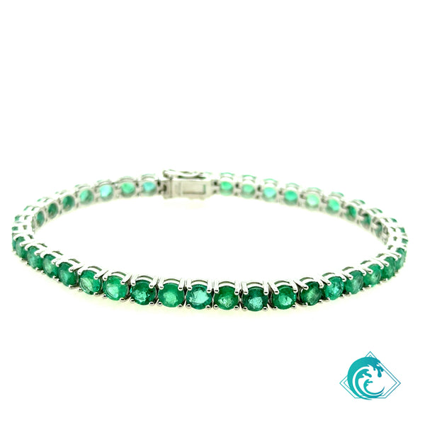 18KW Natural Round Emerald Bracelet