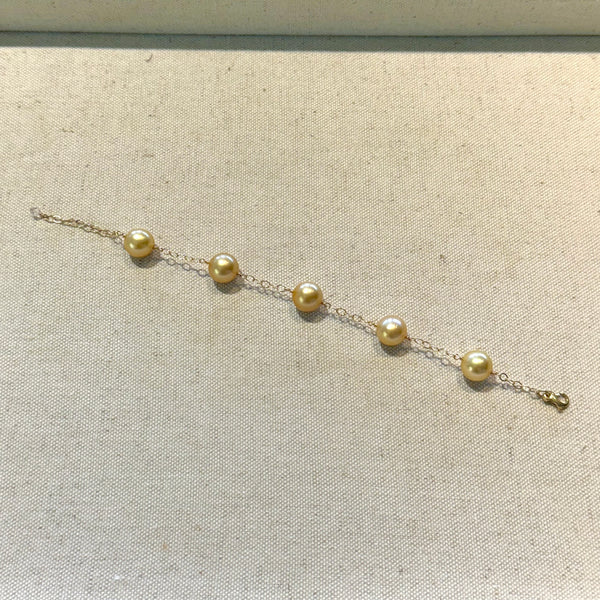 14KY Golden Indonesian Pearl Bracelet