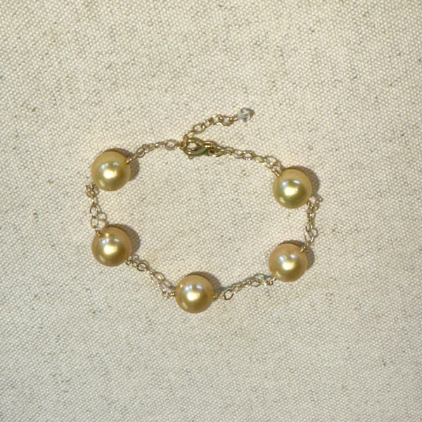 14KY Golden Indonesian Pearl Bracelet
