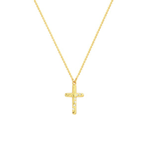 14KY Scattered Diamond Cross Necklace