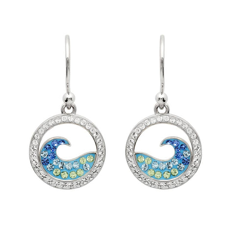Sterling Silver Swarovski Wave Drop Earrings