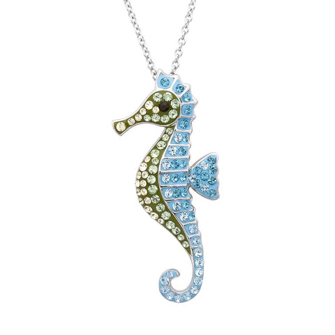 Sterling Silver Swarovski Sea Horse Necklace