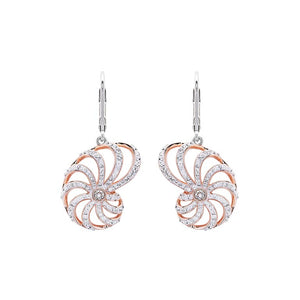Sterling Silver Swarovski Nautilus Shell Lever Back Earrings