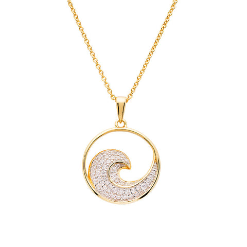 14kt Gold Vermeil CZ Wave Necklace