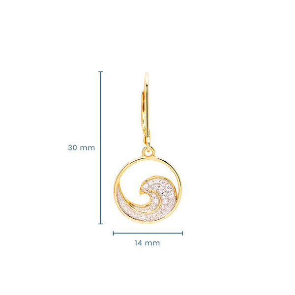 14kt Gold Vermeil CZ Wave Drop Earrings