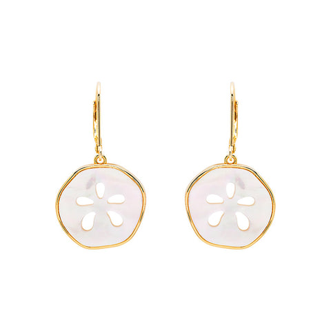14kt Gold Vermeil MOP Sand Dollar Drop Earrings