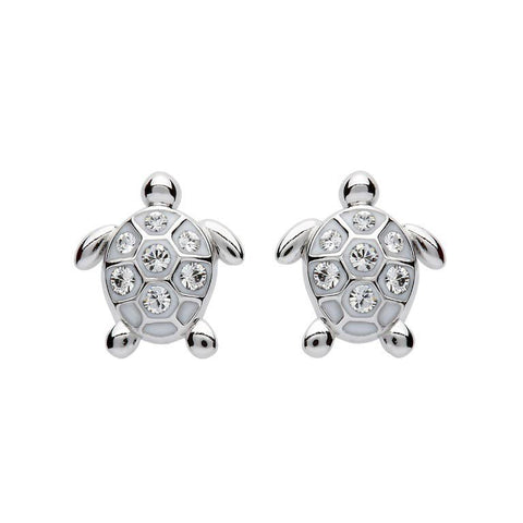 Sterling Silver Stud Turtle Crystal Earrings