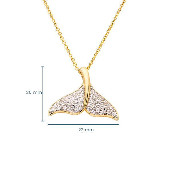 14kt Gold Vermeil CZ Whale Tail Necklace
