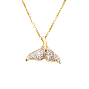 14kt Gold Vermeil CZ Whale Tail Necklace