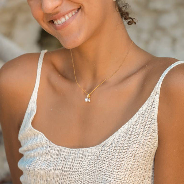 14KT Gold Vermeil Starfish and Pearl Necklace