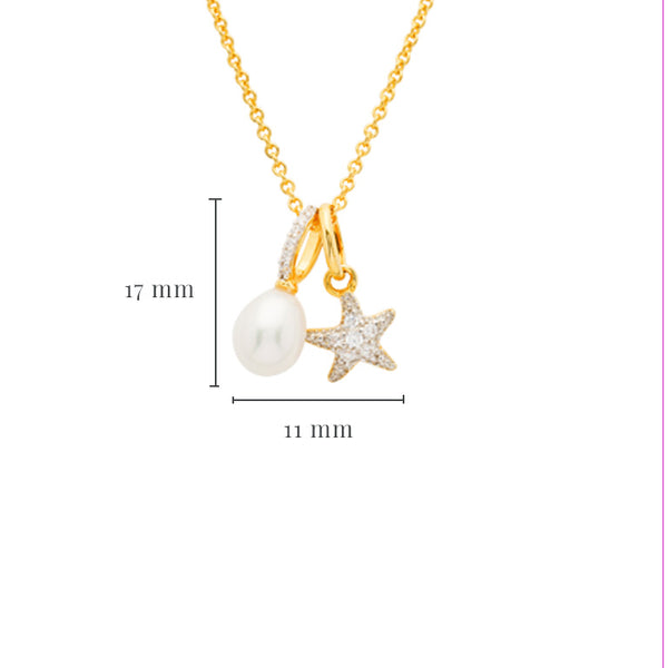 14KT Gold Vermeil Starfish and Pearl Necklace