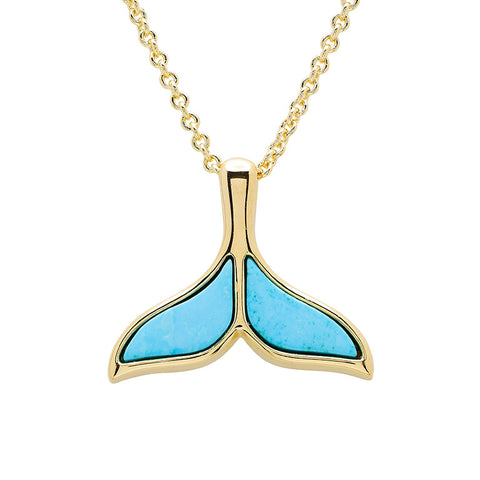 14kt Gold Vermeil Turquoise Whale Tail Necklace