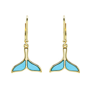 14kt Gold Vermeil Turquoise Whale Tail Drop Earrings