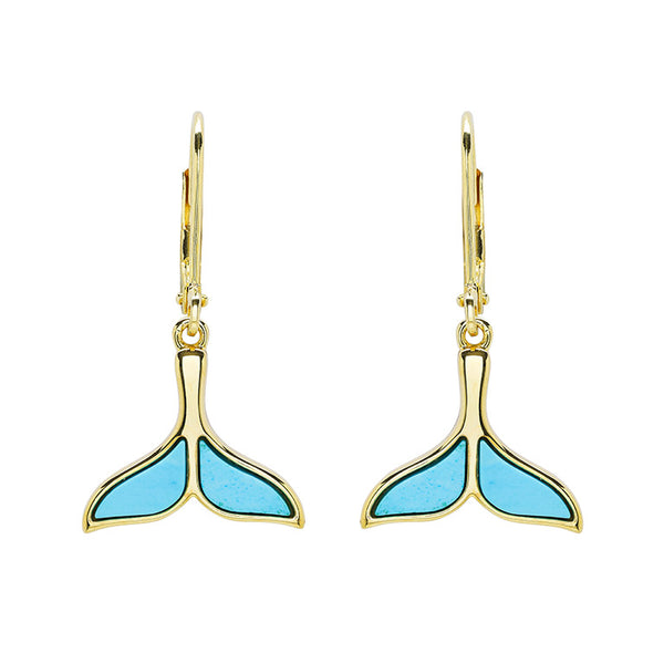 14kt Gold Vermeil Turquoise Whale Tail Drop Earrings