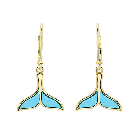 14kt Gold Vermeil Turquoise Whale Tail Drop Earrings