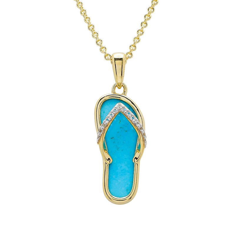 14kt Gold Vermeil Turquoise Flip Flop Necklace