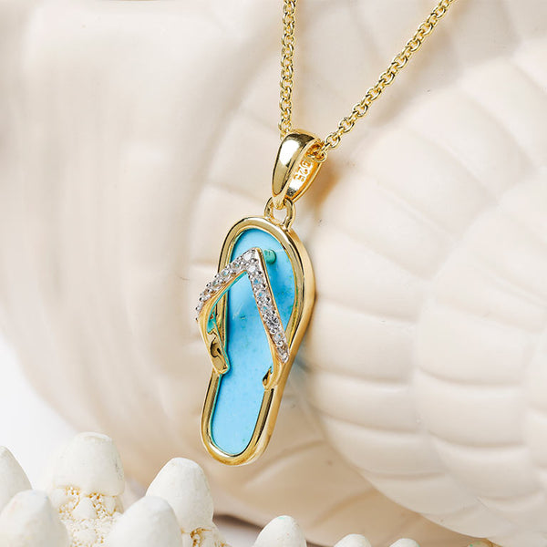 14kt Gold Vermeil Turquoise Flip Flop Necklace