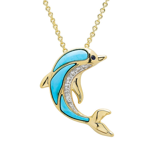 14kt Gold Vermeil Turquoise Dolphin Necklace