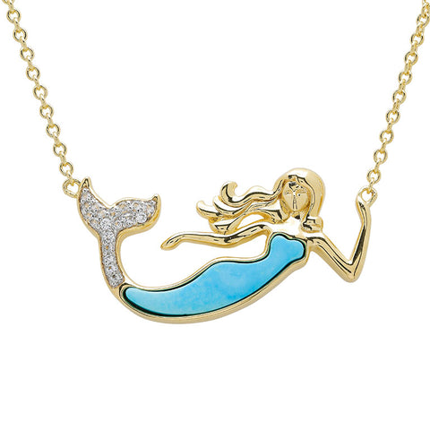 14kt Gold Vermeil Turquoise Mermaid Necklace