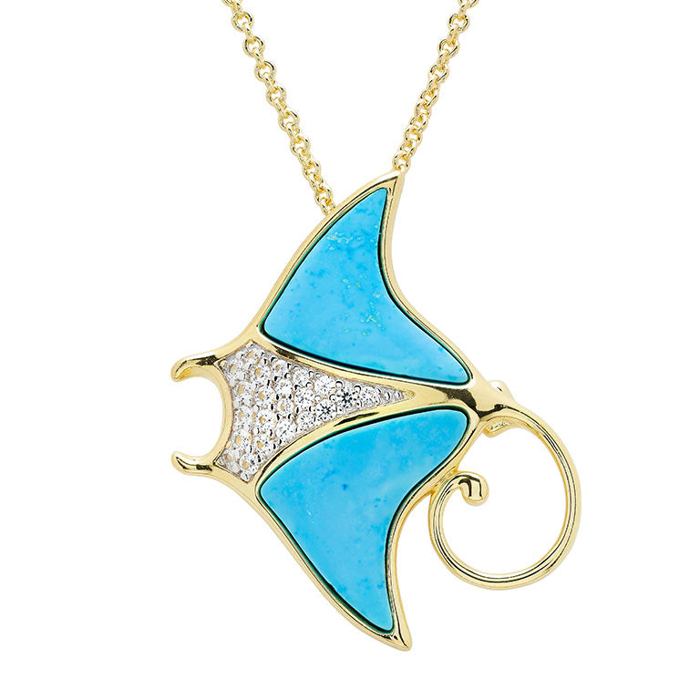 14kt Gold Vermeil Turquoise Sting Ray Necklace