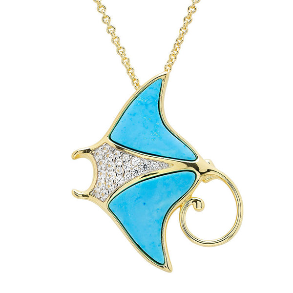 14kt Gold Vermeil Turquoise Sting Ray Necklace