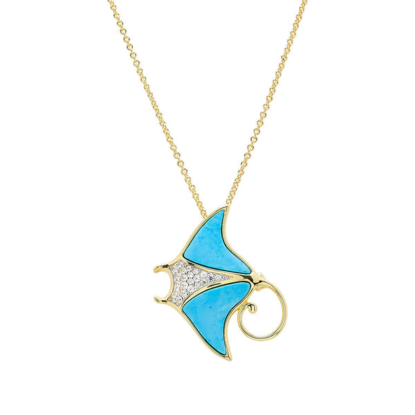 14kt Gold Vermeil Turquoise Sting Ray Necklace