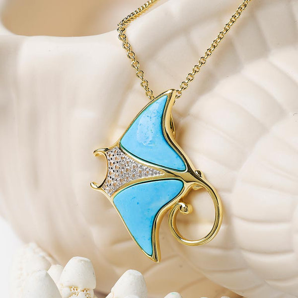 14kt Gold Vermeil Turquoise Sting Ray Necklace