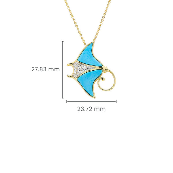 14kt Gold Vermeil Turquoise Sting Ray Necklace