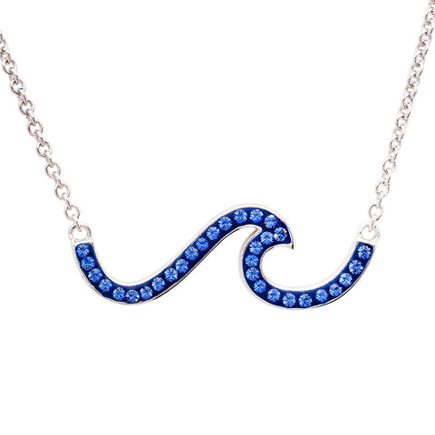 Sterling Silver Blue Wave Crystal Necklace
