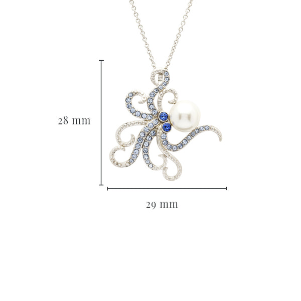Sterling Silver Pearl and Crystal Octopus Necklace