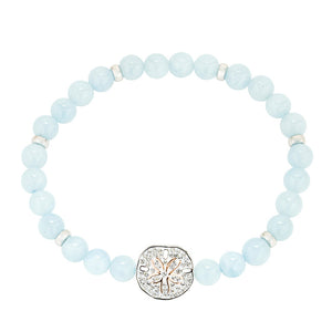 Sterling Silver Sand Dollar Aqua Stretchy Bracelet